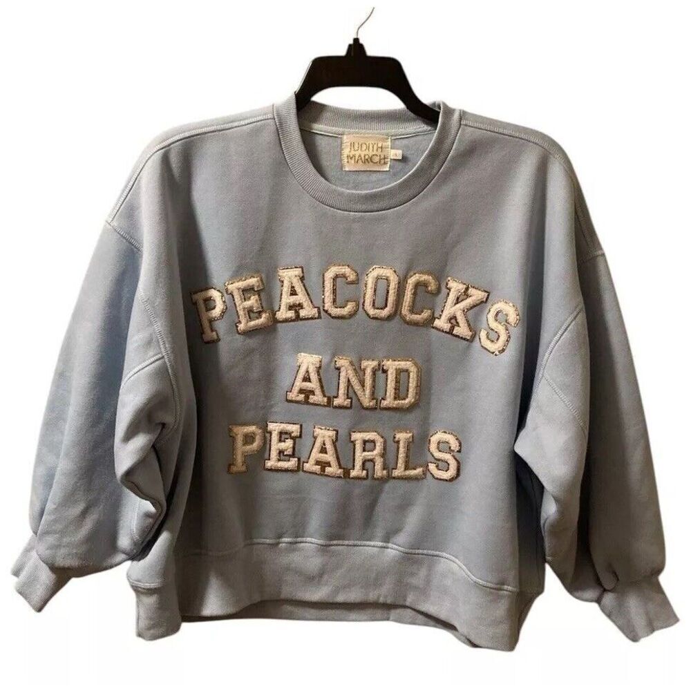 Judith March Blue Sweatshirt with Gold Lettering